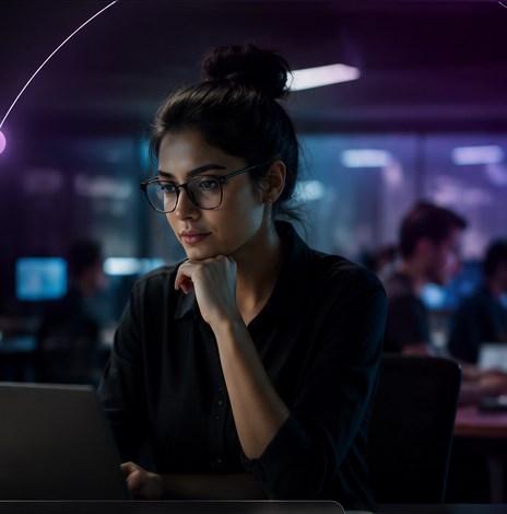 Technology professional working in a modern environment